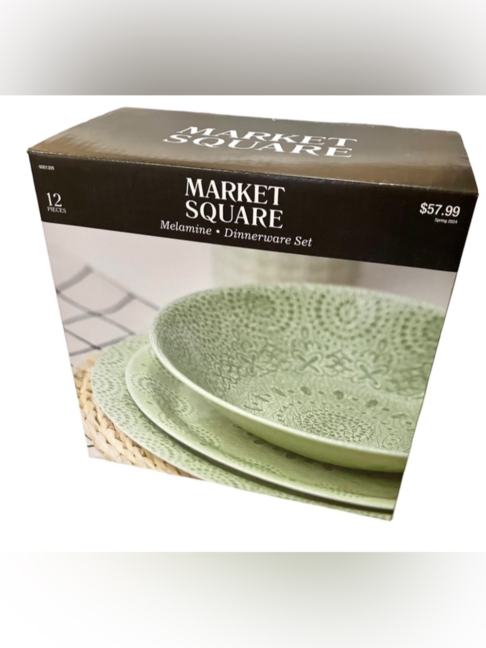 Melamine Dinnerware Set in Sage Green - 12-Piece